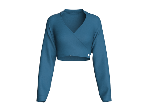 Girls Crop Sweat Blouse - Single Color 3D Model