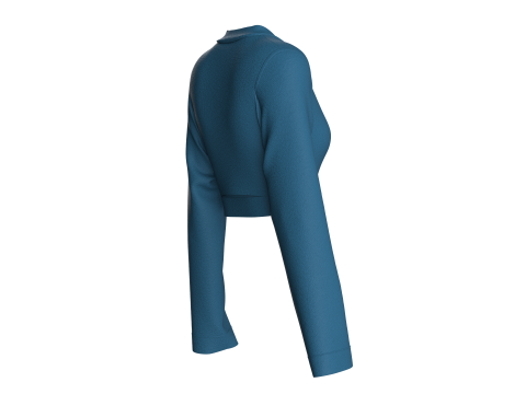 Girls Crop Sweat Blouse - Single Color 3D Model