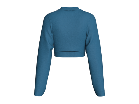 Girls Crop Sweat Blouse - Single Color 3D Model