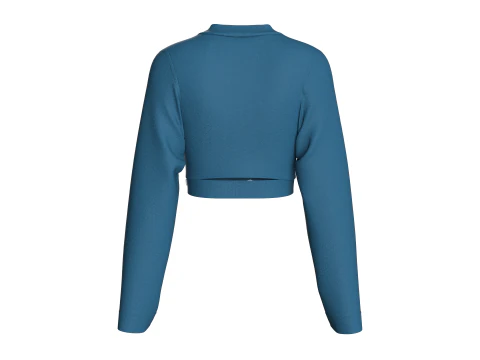 Girls Crop Sweat Blouse - Single Color 3D Model
