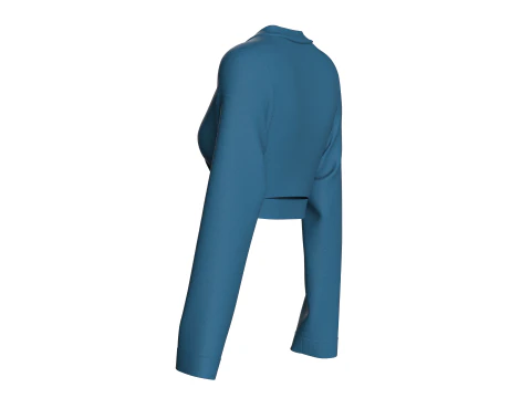 Girls Crop Sweat Blouse - Single Color 3D Model