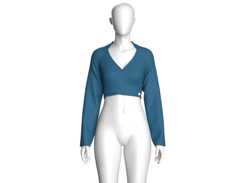Girls Crop Sweat Blouse - Single Color 3D Model