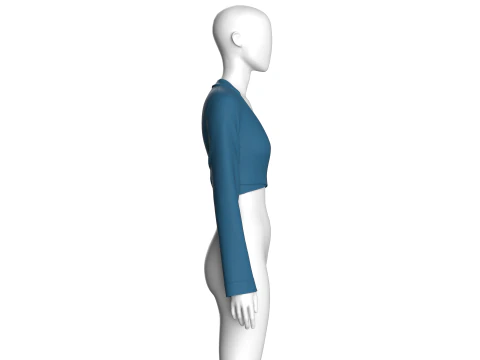 Girls Crop Sweat Blouse - Single Color 3D Model