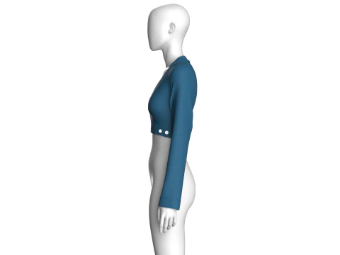 Girls Crop Sweat Blouse - Single Color 3D Model