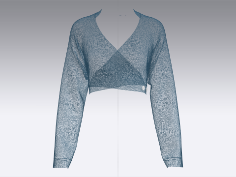 Girls Crop Sweat Blouse - Single Color 3D Model