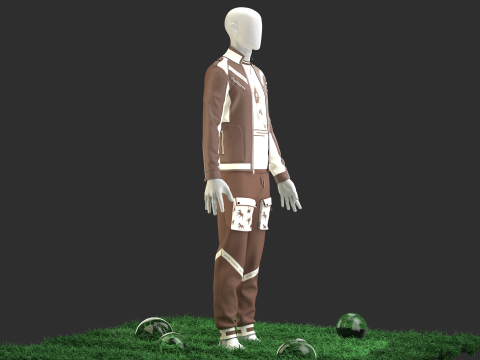 Men Vintage Casual Jacket With Jogger Outfit 3D Model