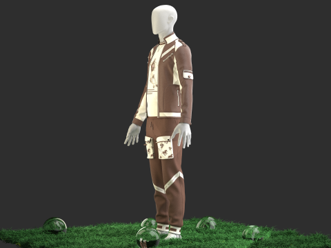 Men Vintage Casual Jacket With Jogger Outfit 3D Model