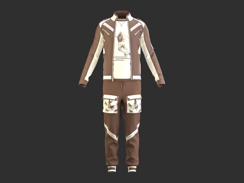Men Vintage Casual Jacket With Jogger Outfit 3D Model