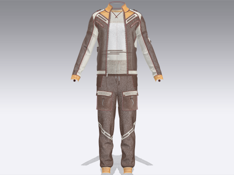 Men Vintage Casual Jacket With Jogger Outfit 3D Model
