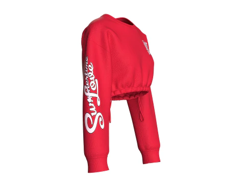 Girls Crop Sweatshirt With Elastic Bottom 3D Model