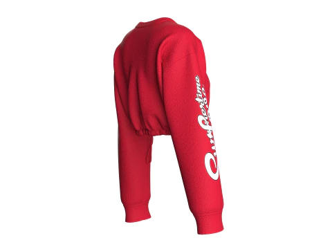 Girls Crop Sweatshirt With Elastic Bottom 3D Model