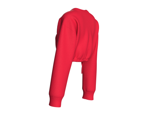 Girls Crop Sweatshirt With Elastic Bottom 3D Model