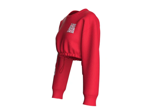 Girls Crop Sweatshirt With Elastic Bottom 3D Model