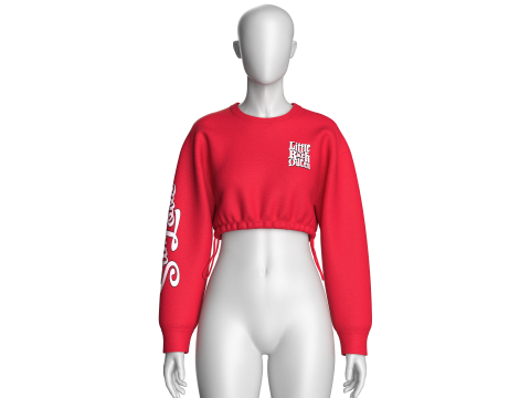 Girls Crop Sweatshirt With Elastic Bottom 3D Model