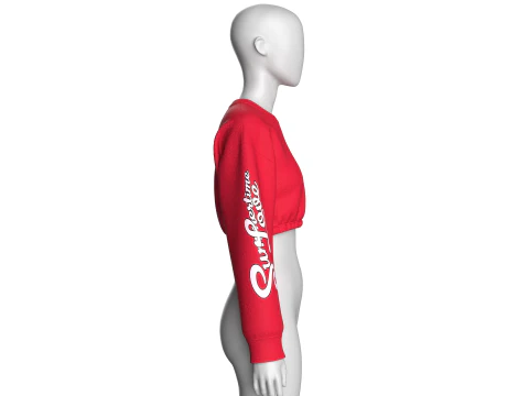 Girls Crop Sweatshirt With Elastic Bottom 3D Model