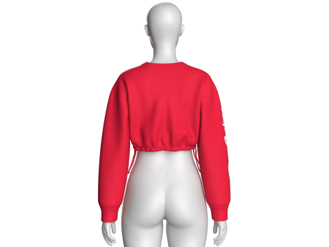 Girls Crop Sweatshirt With Elastic Bottom 3D Model