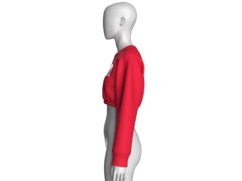 Girls Crop Sweatshirt With Elastic Bottom 3D Model