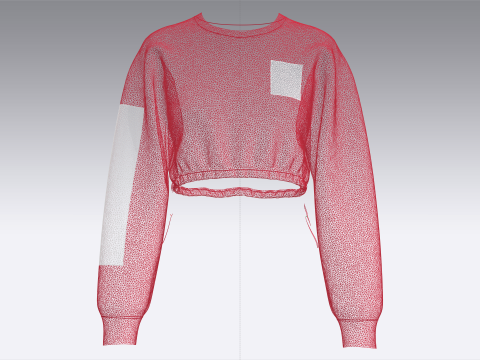 Girls Crop Sweatshirt With Elastic Bottom 3D Model
