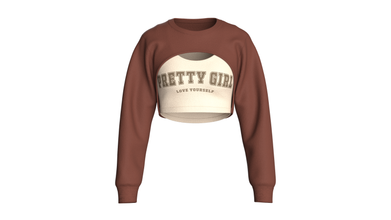 Girls Cropped Sweatshirt - Pretty Girl 3D Model .c4d .max .obj .3ds .fbx .stl .blend 