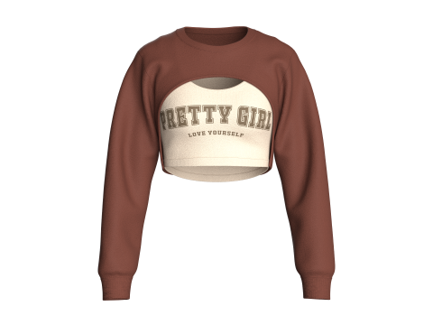 Girls Cropped Sweatshirt - Pretty Girl 3D Model