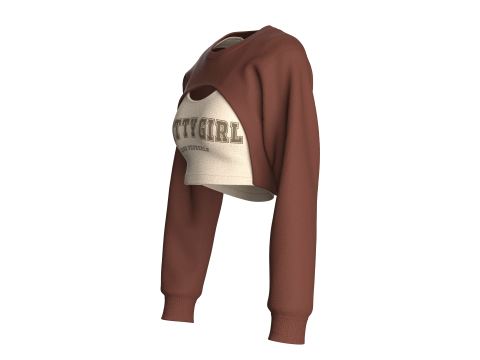 Girls Cropped Sweatshirt - Pretty Girl 3D Model