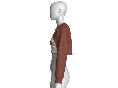 Girls Cropped Sweatshirt - Pretty Girl 3D Model