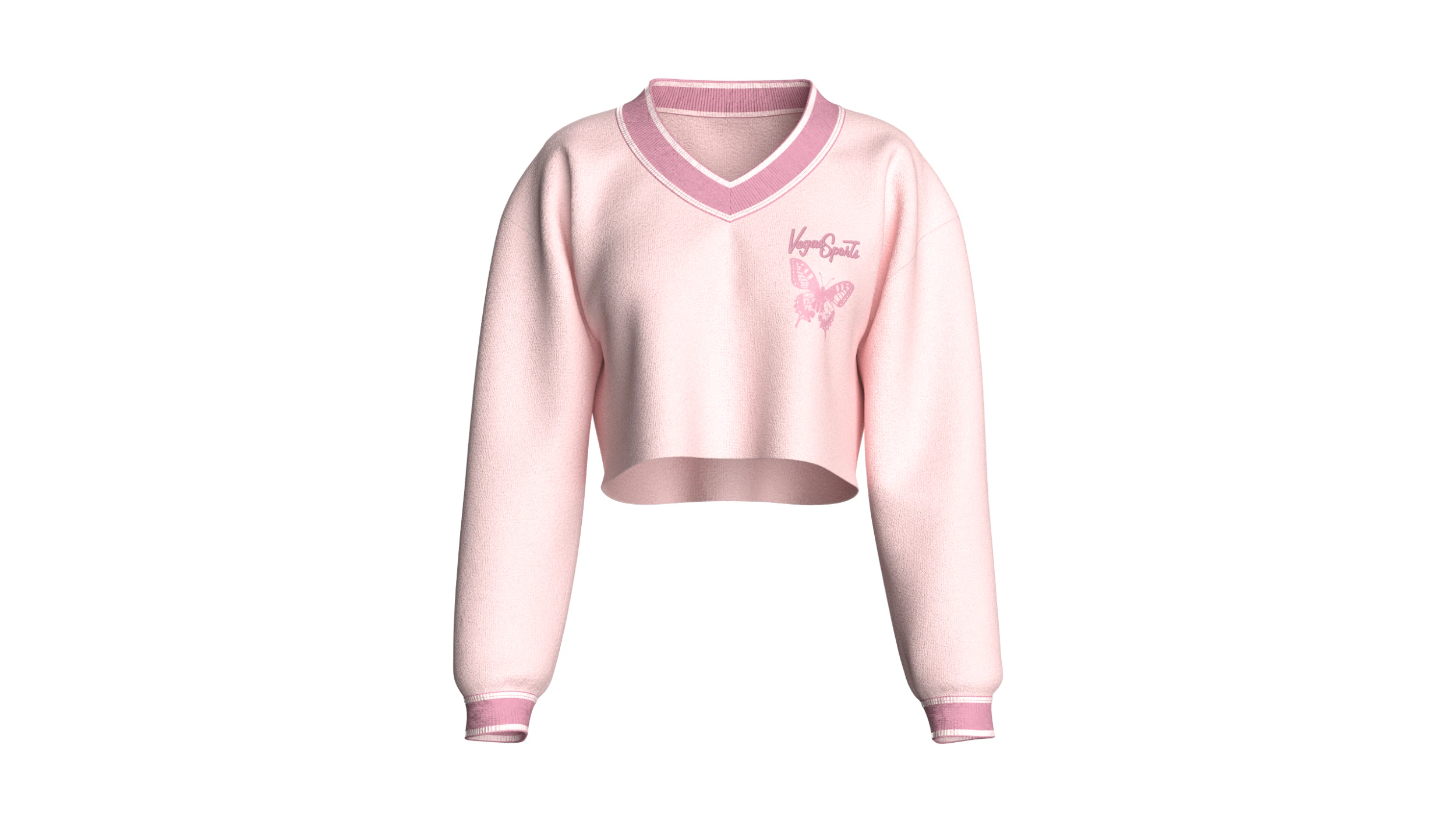 Girls Cropped Sweatshirt V2 3D Model .c4d .max .obj .3ds .fbx .stl .blend 