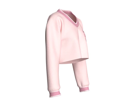 Girls Cropped Sweatshirt V2 3D Model