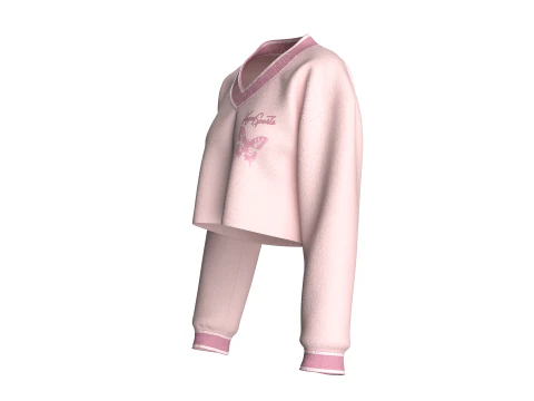 Girls Cropped Sweatshirt V2 3D Model