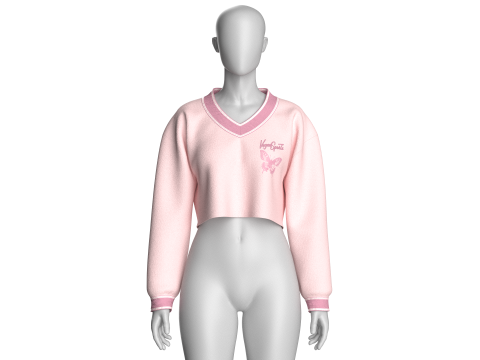 Укороченный свитшот для девочек V2 3D Модель