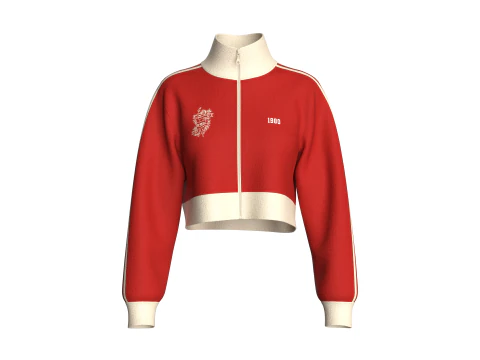 Moletom recortado para meninas com z&iacute;per Modelo 3D