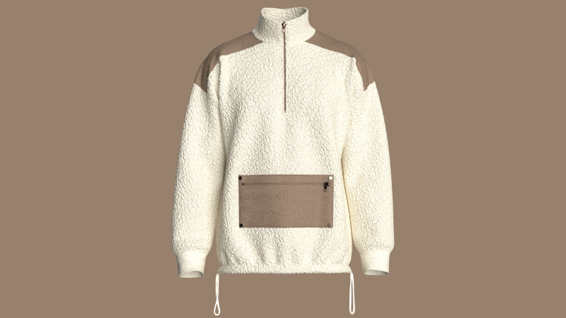 Heren sweatshirt met halve rits en sherpa 3D Model .c4d .max .obj .3ds .fbx .stl .blend