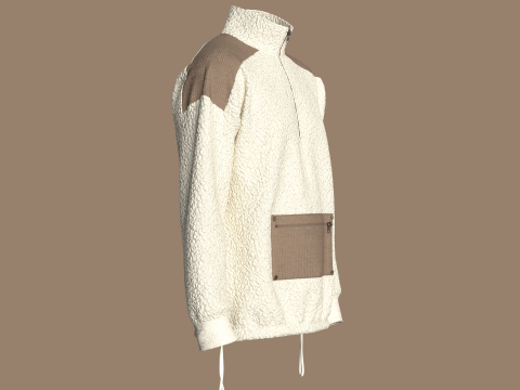 Heren sweatshirt met halve rits en sherpa 3D Model