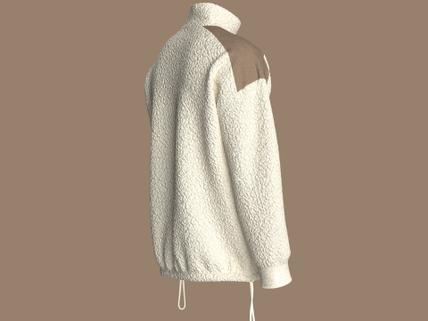 Heren sweatshirt met halve rits en sherpa 3D Model