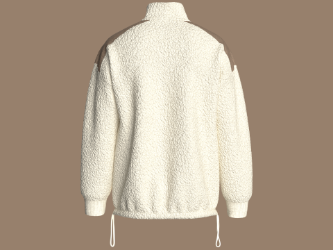 Heren sweatshirt met halve rits en sherpa 3D Model