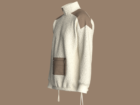 Heren sweatshirt met halve rits en sherpa 3D Model