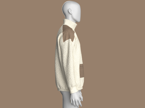 Heren sweatshirt met halve rits en sherpa 3D Model