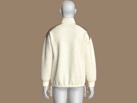 Heren sweatshirt met halve rits en sherpa 3D Model