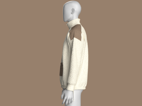 Heren sweatshirt met halve rits en sherpa 3D Model