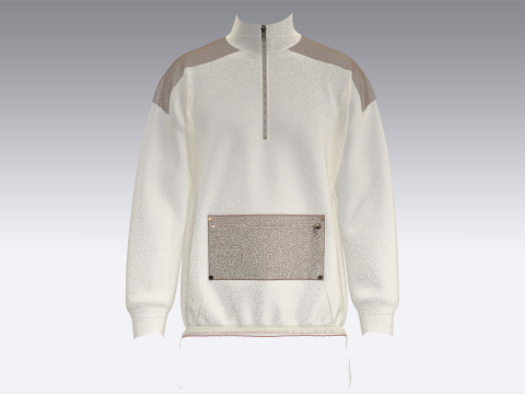 Heren sweatshirt met halve rits en sherpa 3D Model