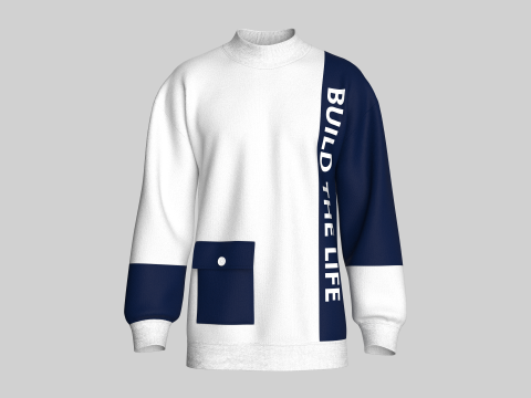 Heren sweatshirt met print - BOUW HET LEVEN 3D Model