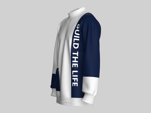 Heren sweatshirt met print - BOUW HET LEVEN 3D Model