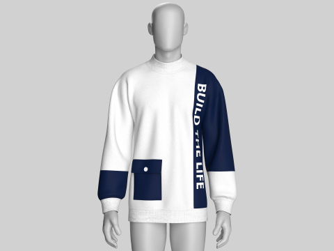 Heren sweatshirt met print - BOUW HET LEVEN 3D Model
