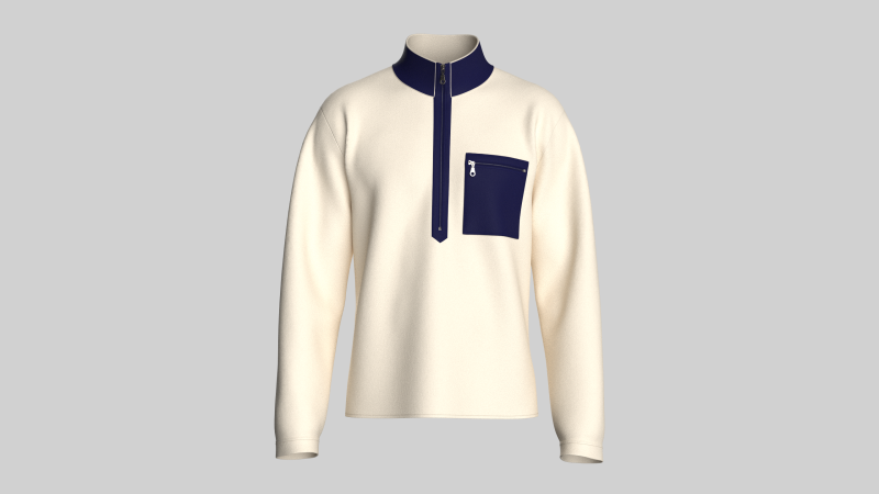 Men Half-Zip Sweatshirt With Pocket 3D Model .c4d .max .obj .3ds .fbx .stl .blend 