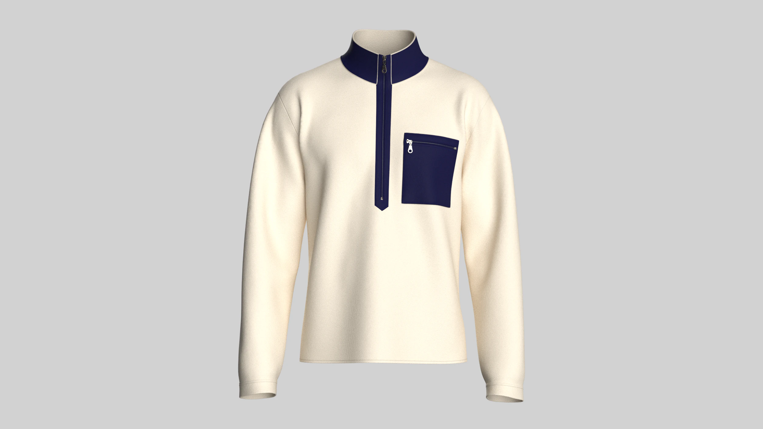 Men Half-Zip Sweatshirt With Pocket 3D Model .c4d .max .obj .3ds .fbx .stl .blend