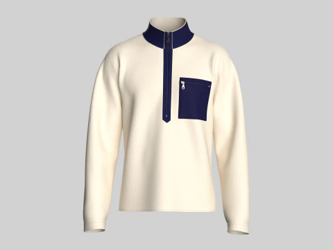 Felpa da uomo mezza zip con tasca Modello 3D
