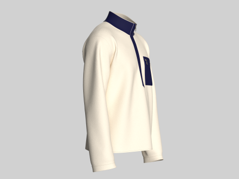 Men Half-Zip Sweatshirt With Pocket 3D Model