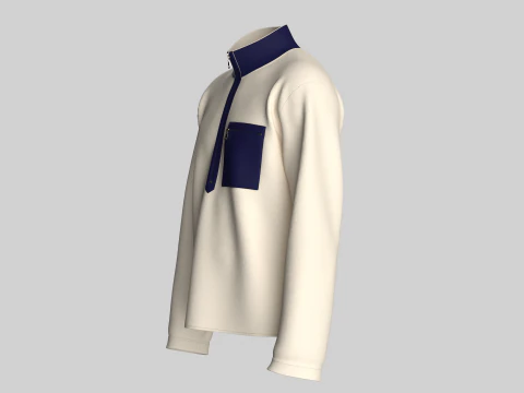 Men Half-Zip Sweatshirt With Pocket 3D Model