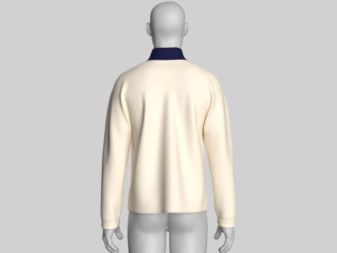 Men Half-Zip Sweatshirt With Pocket 3D Model