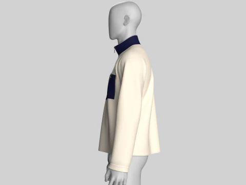 Men Half-Zip Sweatshirt With Pocket 3D Model